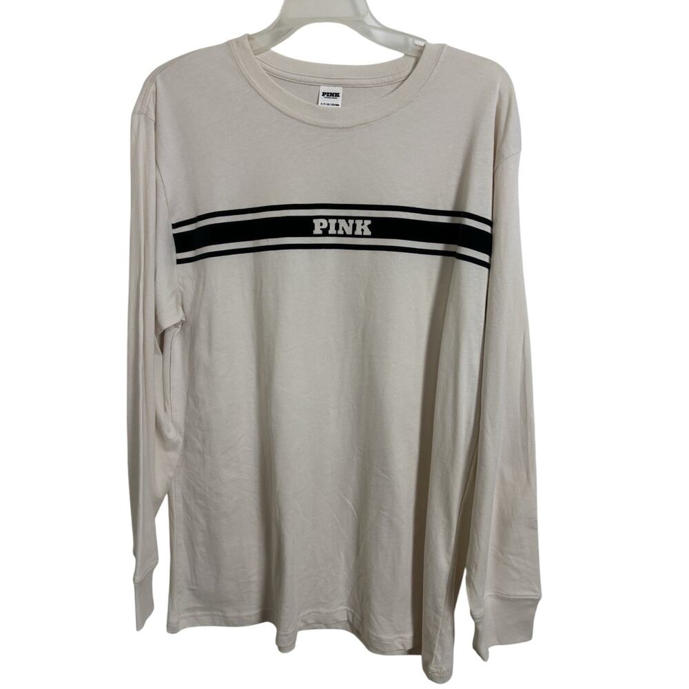 Victoria’s Secret Pink Velvet Striped Long Sleeve Campus Tee S Preppy Academia